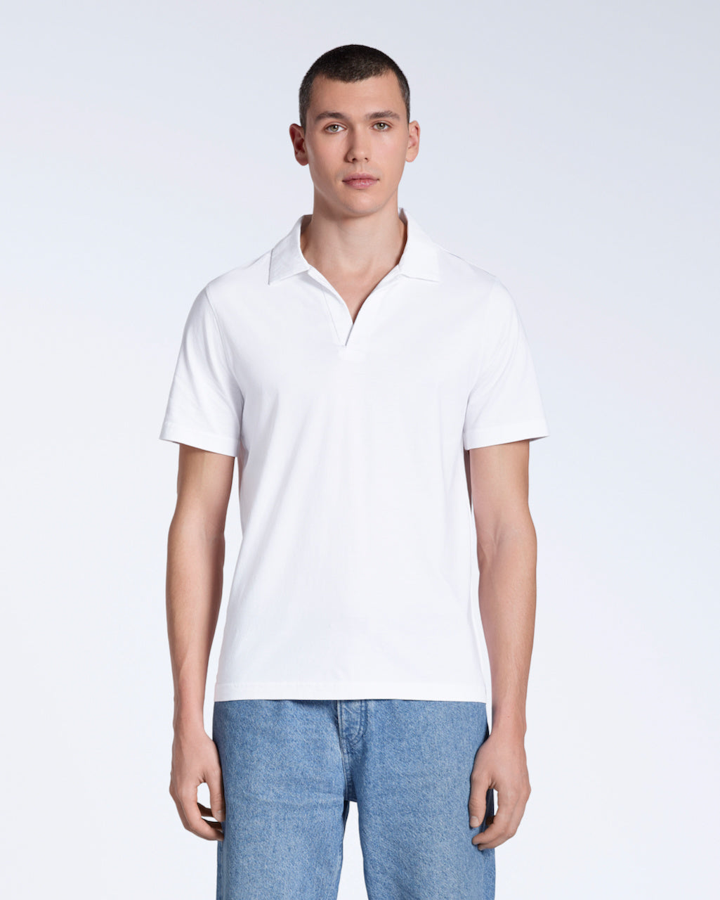 Heren Polo Korte Mouw met Open Kraag en Relaxed Fit Wit