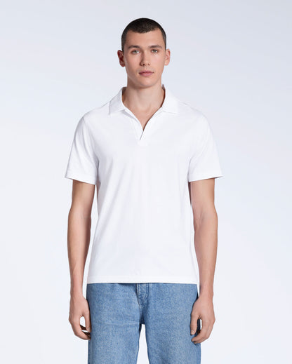 Heren Polo Korte Mouw met Open Kraag en Relaxed Fit Wit