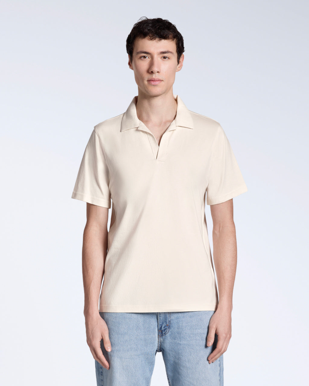 Heren Polo Korte Mouw met Open Kraag en Relaxed Fit Naturel