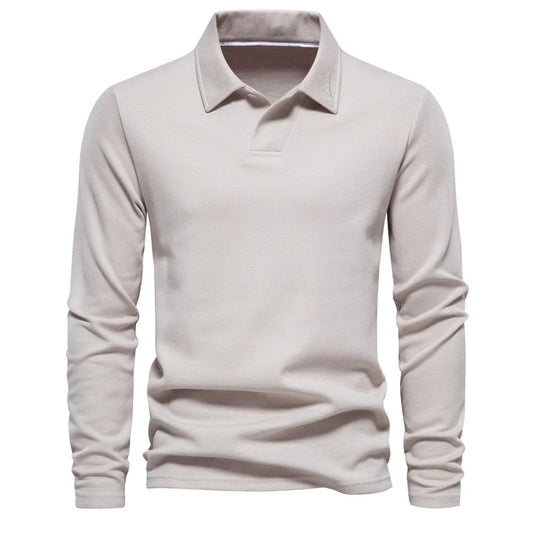 Heren Poloshirt met Lange Mouwen Gebroken Wit