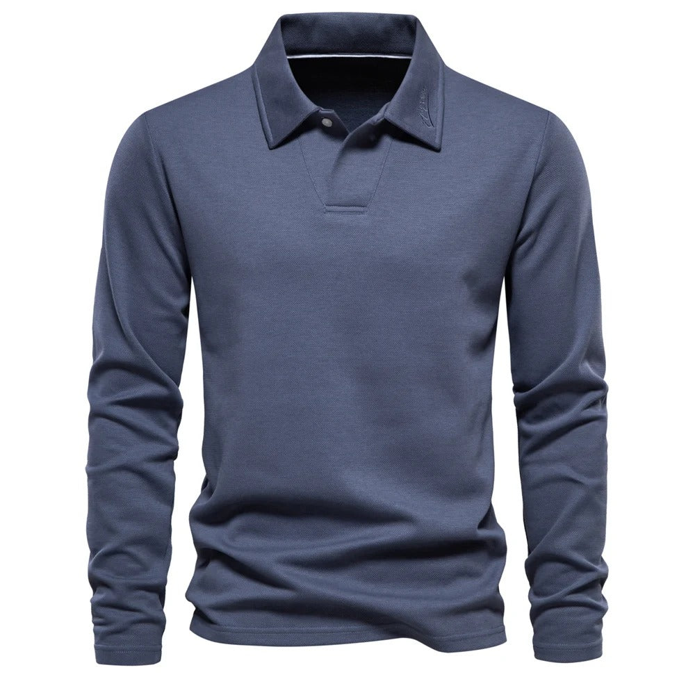 Heren Poloshirt met Lange Mouwen Blauw