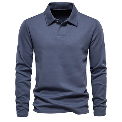 Heren Poloshirt met Lange Mouwen Blauw