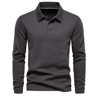 Heren Poloshirt met Lange Mouwen Donkergrijs