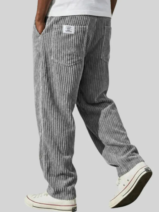Heren Ribbroek met Elastische Tailleband en Steekzakken Grijs
