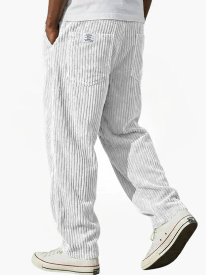 Heren Ribbroek met Elastische Tailleband en Steekzakken Wit