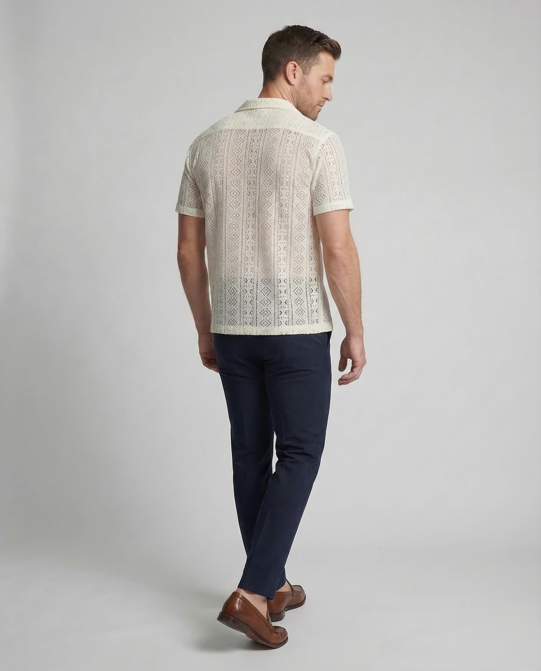 Heren Shirt Korte Mouw met Reverskraag en Doorknoopsluiting