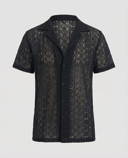 Heren Shirt Korte Mouw met Reverskraag en Doorknoopsluiting