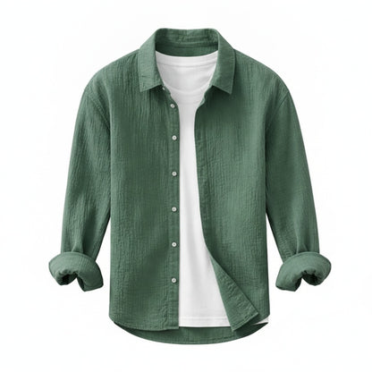 Heren Shirt Lange Mouw met Klassieke Kraag en Knoopsluiting