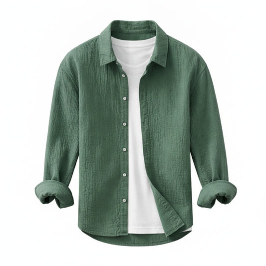 Heren Shirt Lange Mouw met Klassieke Kraag en Knoopsluiting