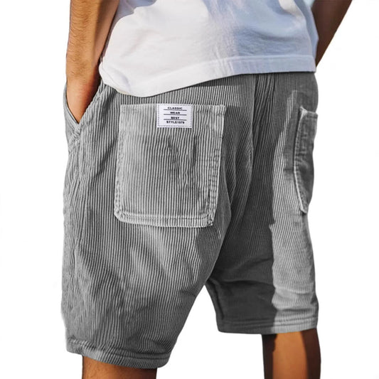 Heren Shorts met Ribbeltextuur en Opgestikte Zakken
