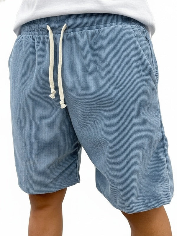 Heren Shorts met Trekkoord en Geribbelde Structuur