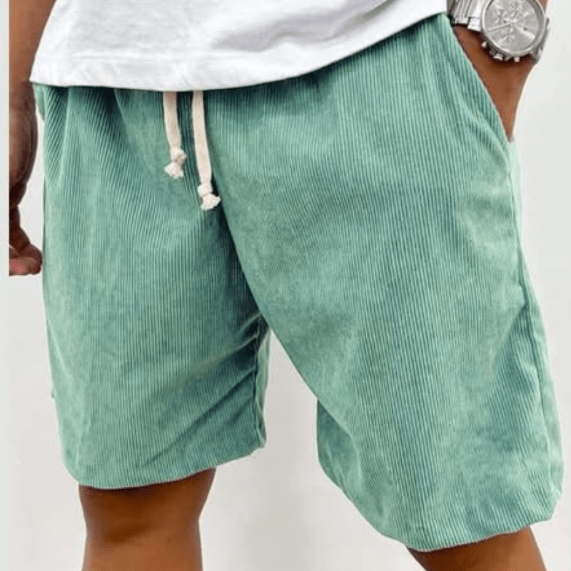 Heren Shorts met Trekkoord en Geribbelde Structuur Turquoise