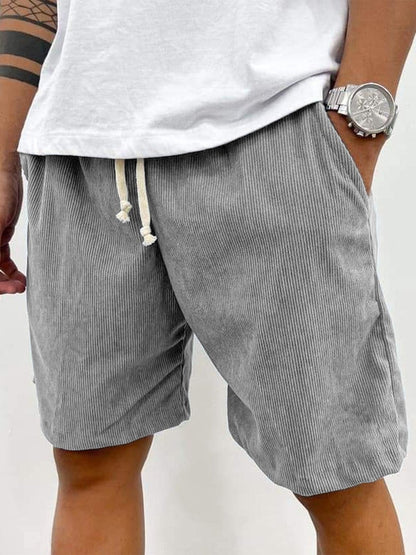 Heren Shorts met Trekkoord en Geribbelde Structuur Grijs