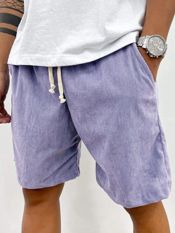Heren Shorts met Trekkoord en Geribbelde Structuur Paars
