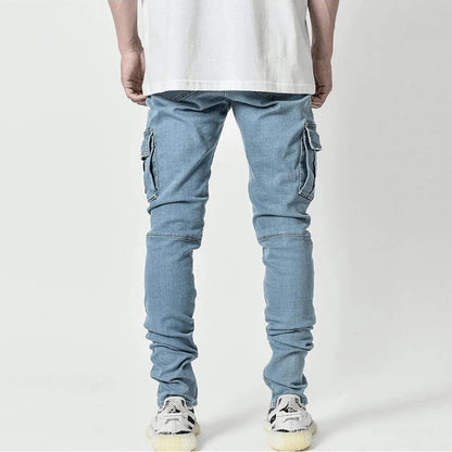 Heren Slim Fit Cargo Jeans met Gestapelde Pijpen