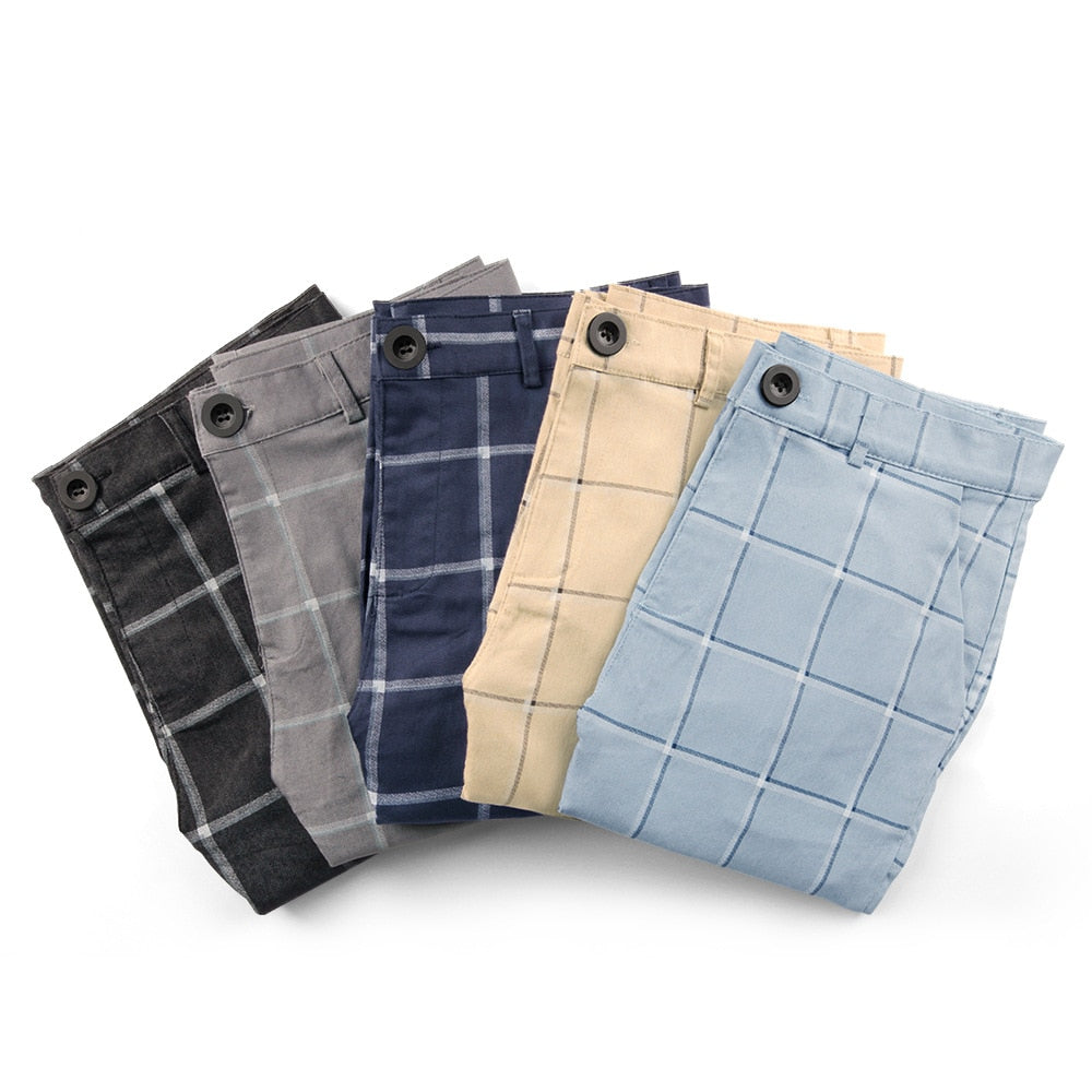 Heren Slim Fit Geruite Broek
