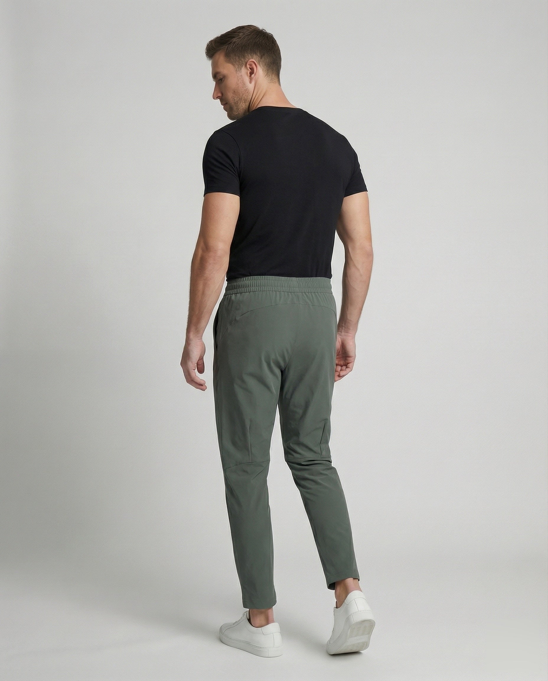 Heren Slim Fit Joggingbroek met Elastische Taille en Ritszakken