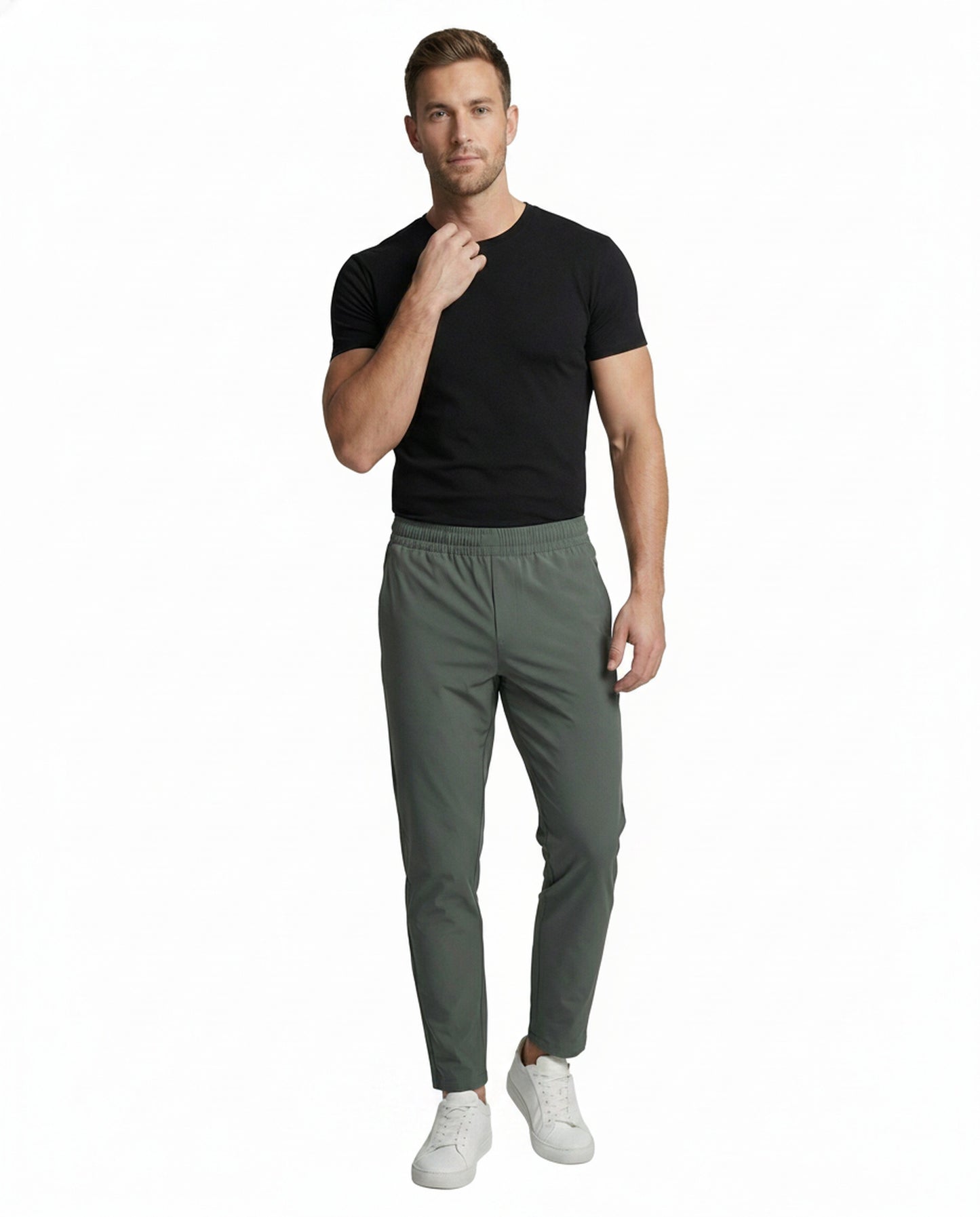 Heren Slim-fit Joggingbroek met Elastische Tailleband en Ritszakken
