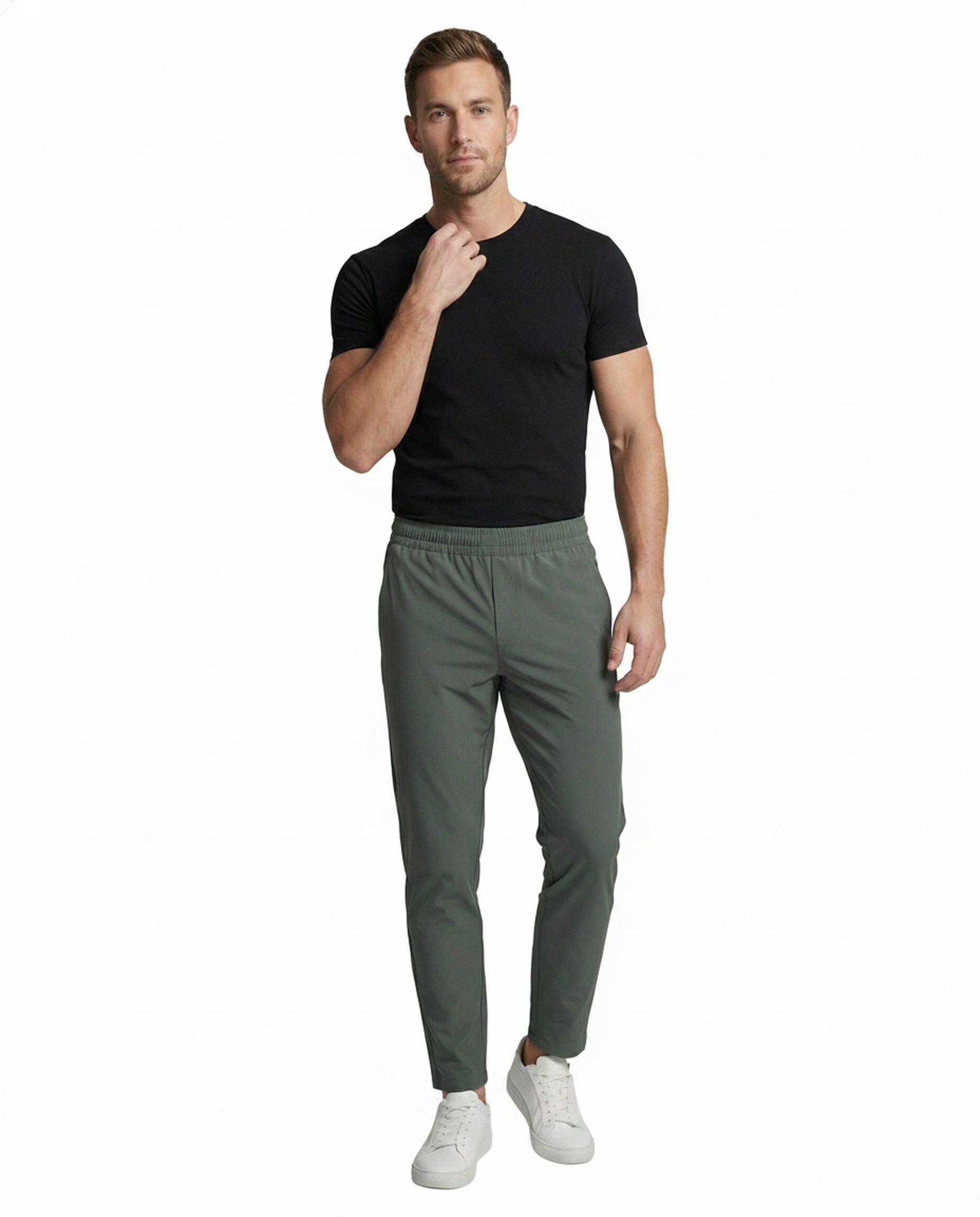 Heren Slim-fit Joggingbroek met Elastische Tailleband en Ritszakken