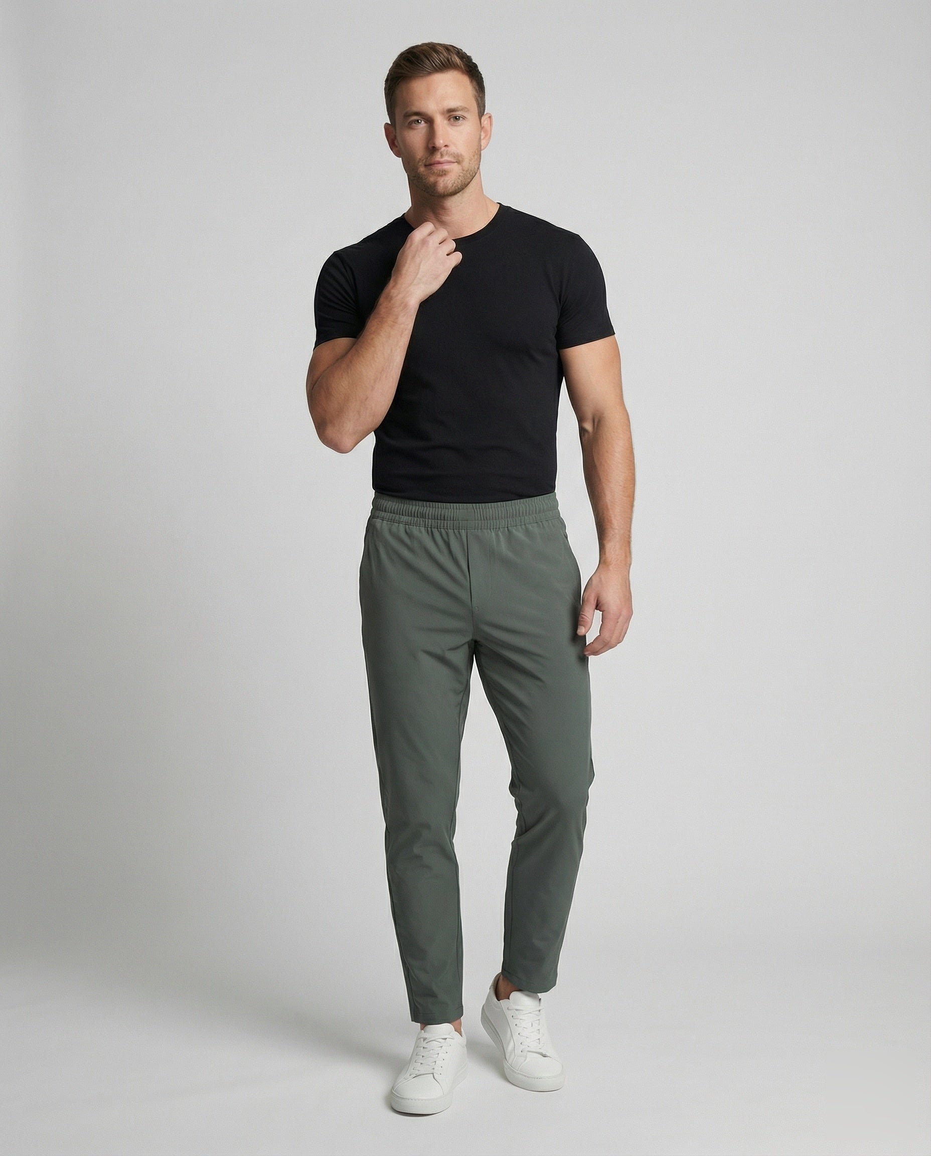 Heren Slim-fit Joggingbroek met Elastische Tailleband en Ritszakken