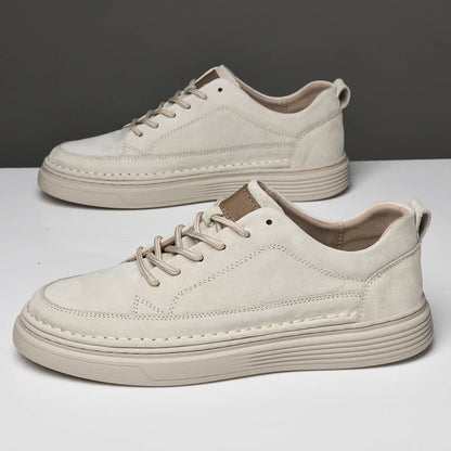Heren Sneakers met Vetersluiting en Dikke Zool Wit
