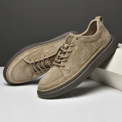 Heren Sneakers met Vetersluiting en Dikke Zool Khaki