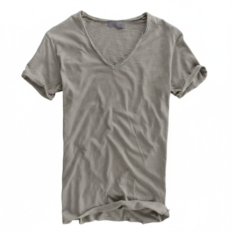 Heren T-shirt Korte Mouw met Diepe V-hals Slim Fit