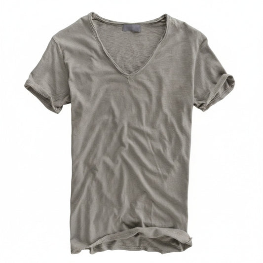 Heren T-shirt Korte Mouw met Diepe V-hals Slim Fit