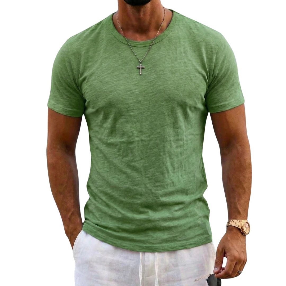 Heren T-shirt Korte Mouw met Ronde Hals en Relaxed Fit Groen