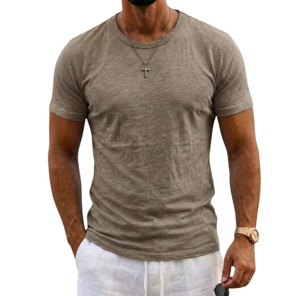Heren T-shirt Korte Mouw met Ronde Hals en Relaxed Fit Bruin