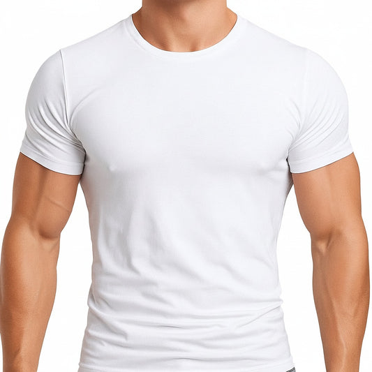 Heren T-shirt Korte Mouw met Ronde Hals en Slim Fit