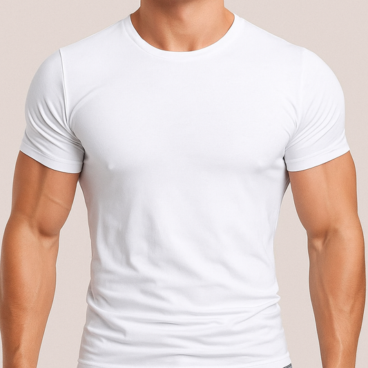 Heren T-shirt Korte Mouw met Ronde Hals en Slim Fit Wit