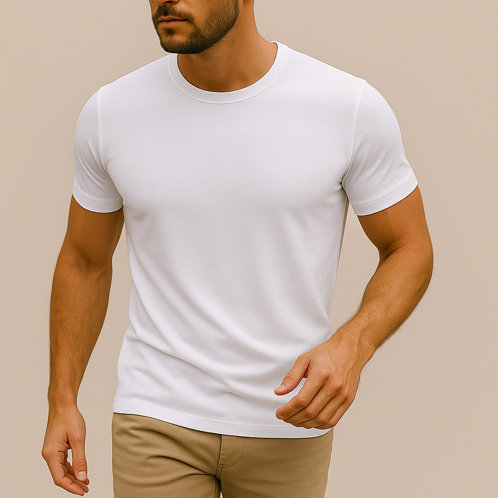 Heren T-shirt Korte Mouw met Ronde Hals en Slim Fit
