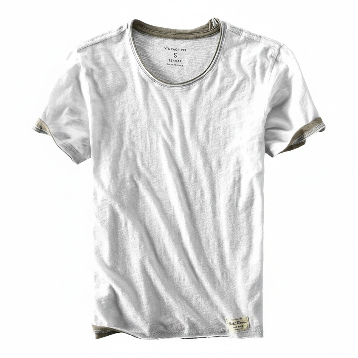 Heren T-shirt Korte Mouw met Ronde Hals en Vintage Fit