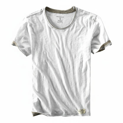 Heren T-shirt Korte Mouw met Ronde Hals en Vintage Fit