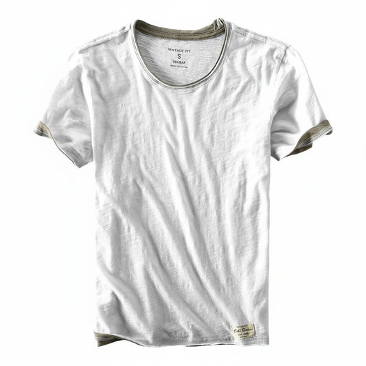 Heren T-shirt Korte Mouw met Ronde Hals en Vintage Fit