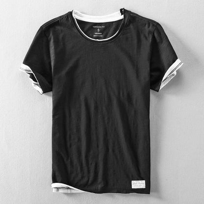 Heren T-shirt Korte Mouw met Ronde Hals en Vintage Fit Zwart