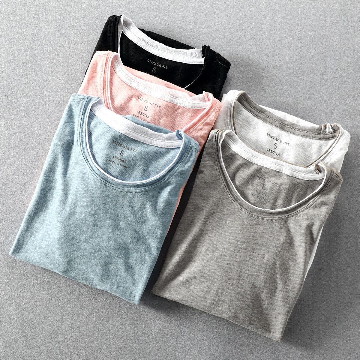 Heren T-shirt Korte Mouw met Ronde Hals en Vintage Fit
