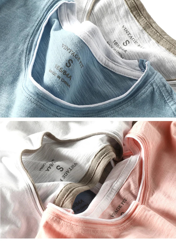 Heren T-shirt Korte Mouw met Ronde Hals en Vintage Fit
