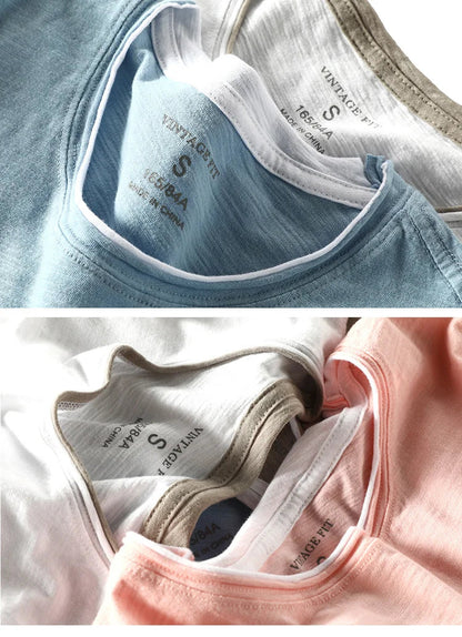 Heren T-shirt Korte Mouw met Ronde Hals en Vintage Fit