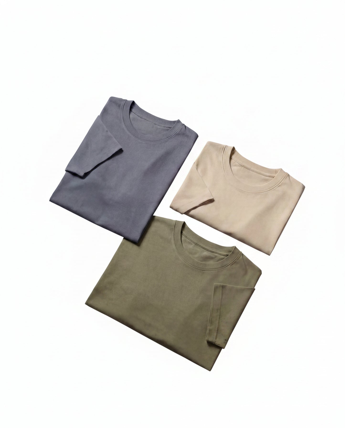 Heren T-shirt Korte Mouw met Ronde Hals Slim Fit Leisteengrijs Steen Olijf