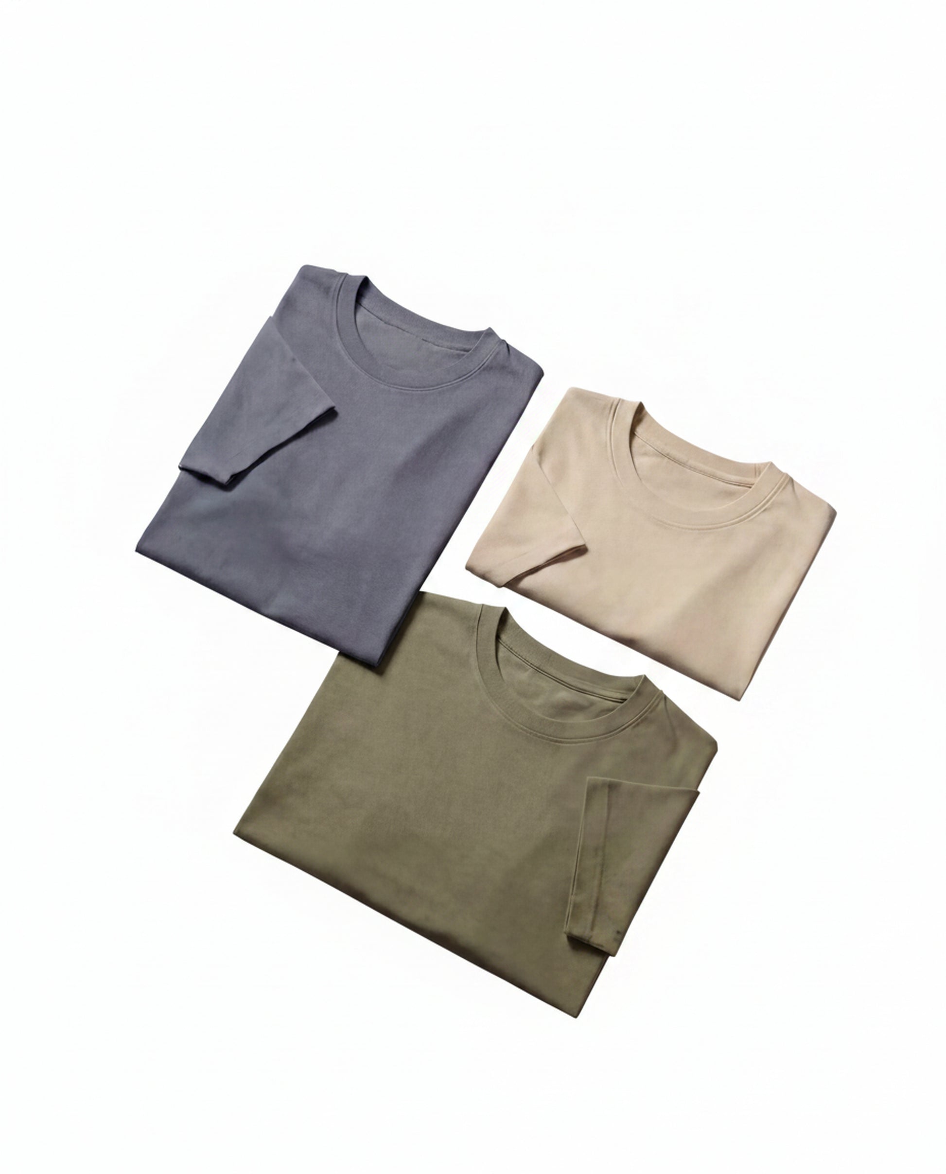 Heren T-shirt Korte Mouw met Ronde Hals Slim Fit Leisteengrijs Steen Olijf