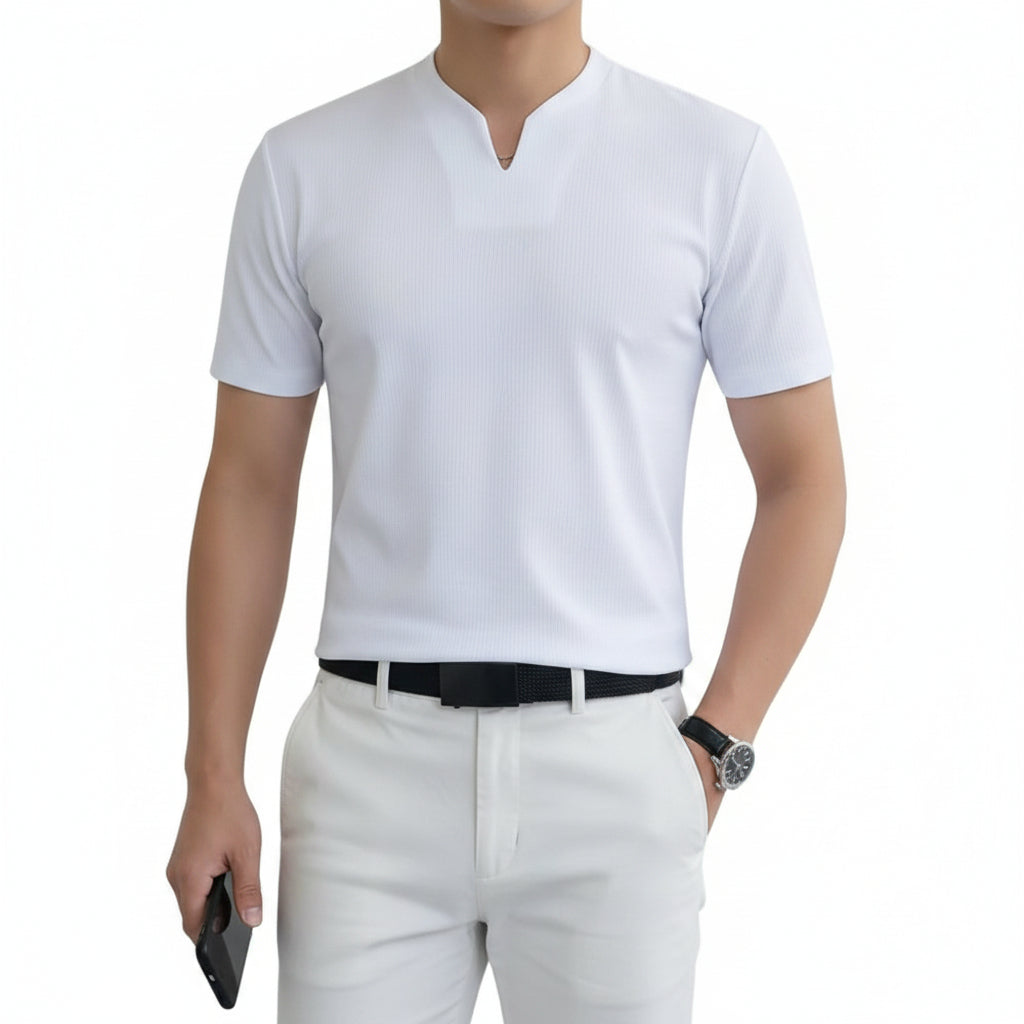 Heren T-Shirt Korte Mouw met V-hals en Slim Fit