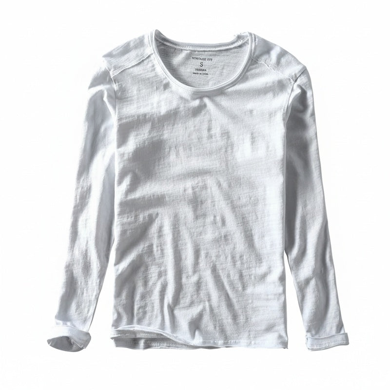 Heren T-shirt Lange Mouw met Ronde Hals en Vintage Fit