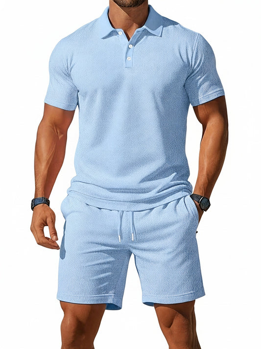 Heren Zomerset Polo Korte Mouw met Shorts en Knoopsluiting